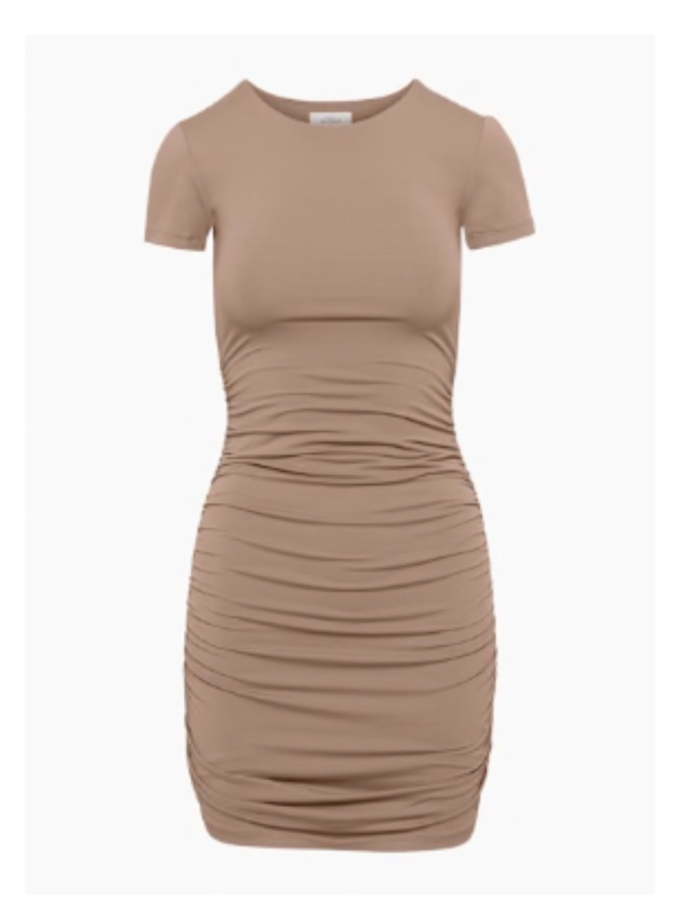 Aritzia Babaton Contour Taupe Ruched Mini Dress
